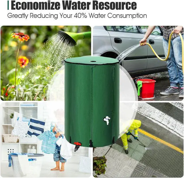 Alt view image 5 of 7 - 100 Gallon Portable Rain Barrel Water Collector CollapsibleTank w /Spigot Filter