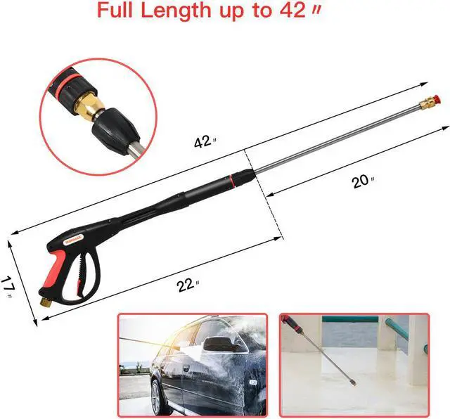 Alt view image 2 of 7 - Pressure Washer Gun 4000 PSI W/20" Extendable Wand 5 Nozzle Tips