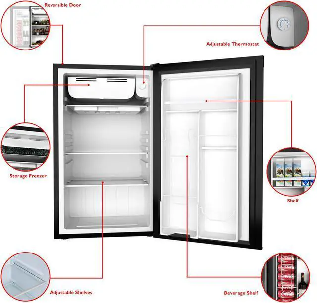 Alt view image 5 of 14 - Costway 3.2 Cu.Ft. Compact Refrigerator Mini Dorm Small Fridge Freezer Reversible Door