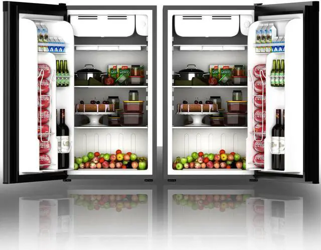 Alt view image 4 of 14 - Costway 3.2 Cu.Ft. Compact Refrigerator Mini Dorm Small Fridge Freezer Reversible Door