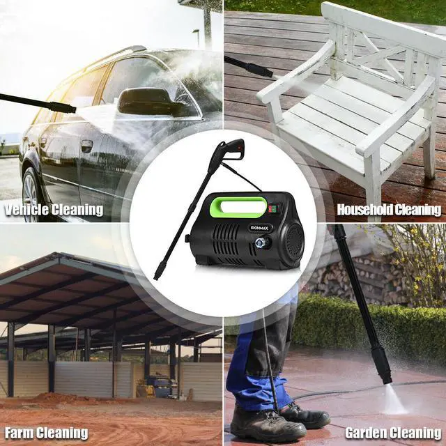 Alt view image 10 of 10 - 1800PSI Portable Electric High Pressure Washer 1.96GPM 1800W W/ Hose Reel Green