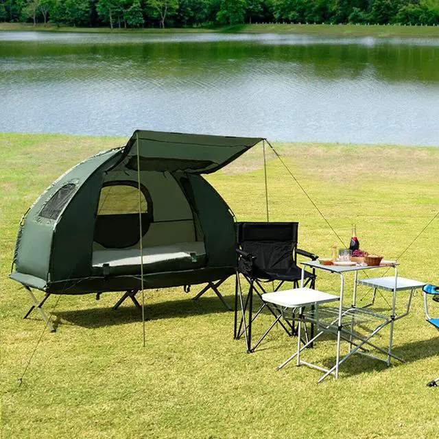 Alt view image 7 of 7 - 2-Person Compact Portable Pop-Up Tent/Camping Cot w/ Air Mattress & Sleeping Bag