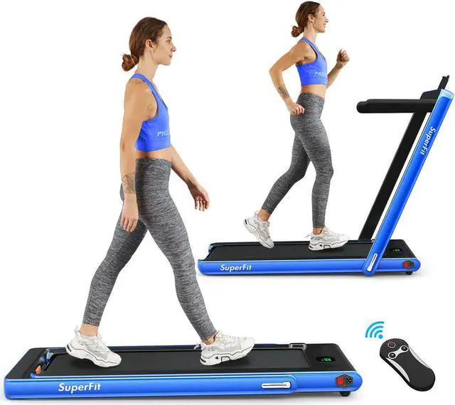 Main image of 2.25HP 2 in 1 Folding Treadmill W/Bluetooth Speaker Remote Control Home Gym Blue