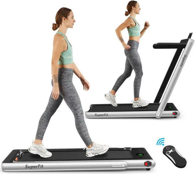 Main image of 2.25HP 2 in 1 Folding Treadmill W/Bluetooth Speaker Remote Control Home Gym Silver