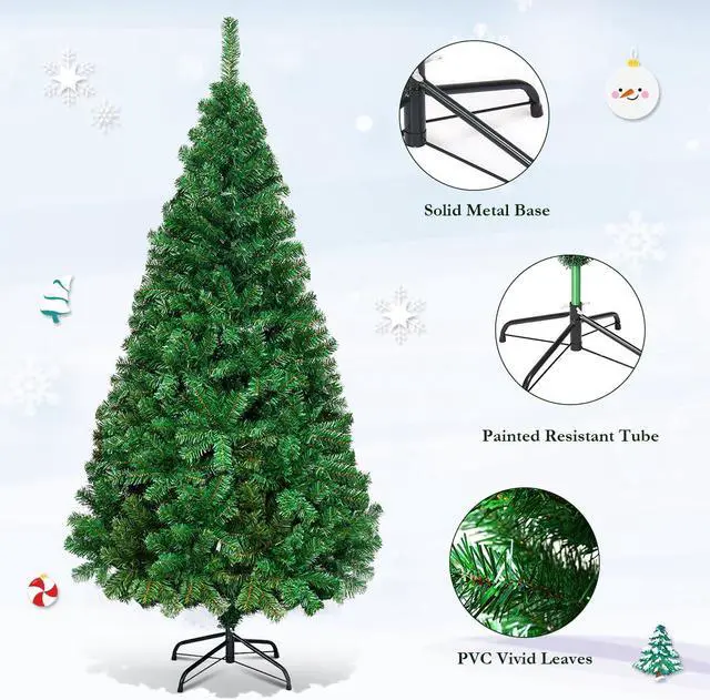 Alt view image 7 of 7 - Costway 6Ft Artificial PVC Christmas Tree W/Stand Holiday Season Indoor Outdoor Green
