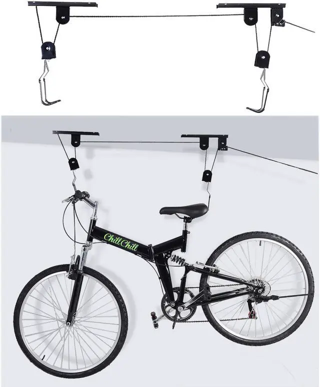 Main image of Bike Bicycle Lift Ceiling Mounted Hoist Storage Garage Hanger Pulley Rack