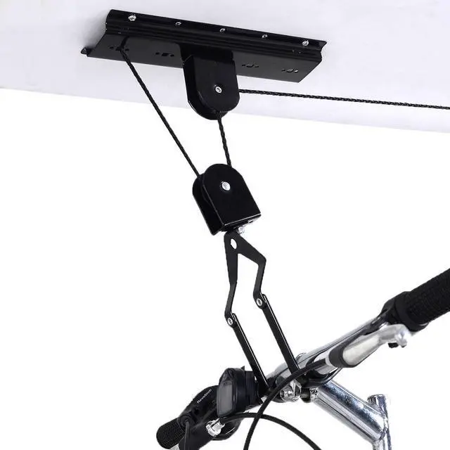 Alt view image 3 of 5 - Bike Bicycle Lift Ceiling Mounted Hoist Storage Garage Hanger Pulley Rack