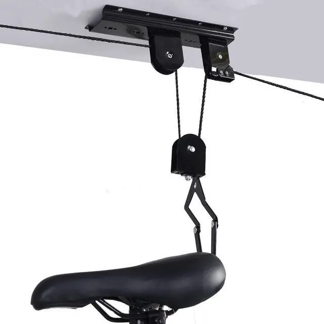 Alt view image 4 of 5 - Bike Bicycle Lift Ceiling Mounted Hoist Storage Garage Hanger Pulley Rack