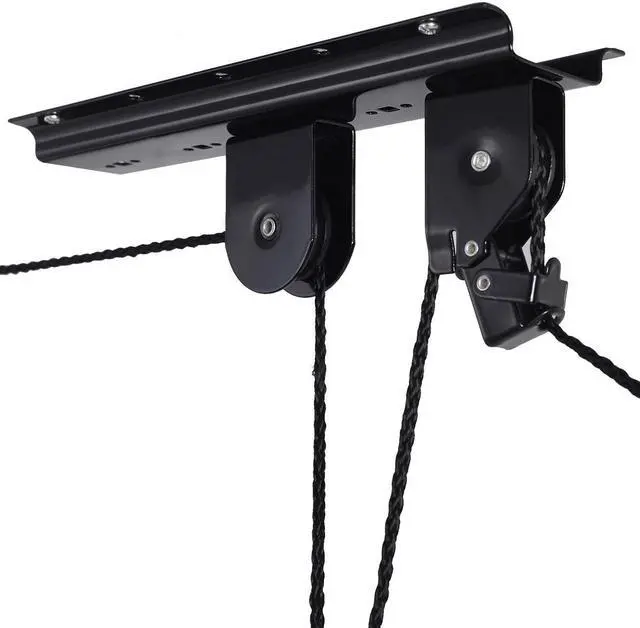 Alt view image 5 of 5 - Bike Bicycle Lift Ceiling Mounted Hoist Storage Garage Hanger Pulley Rack