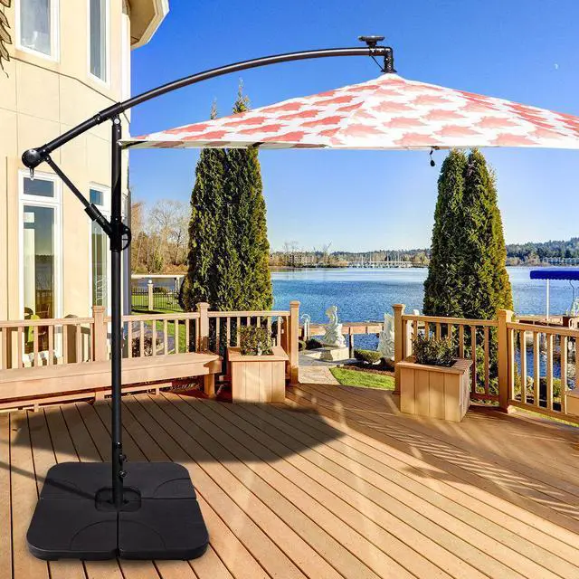 Alt view image 7 of 7 - 20" Patio Offset Umbrella Base Stand Weights Sand Water Filled Base Plate Set