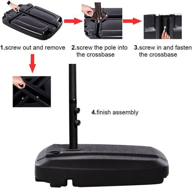 Alt view image 6 of 7 - 60L Universal Offset Patio Umbrella Base Plastic Weighted Fill Water Sand Wheel