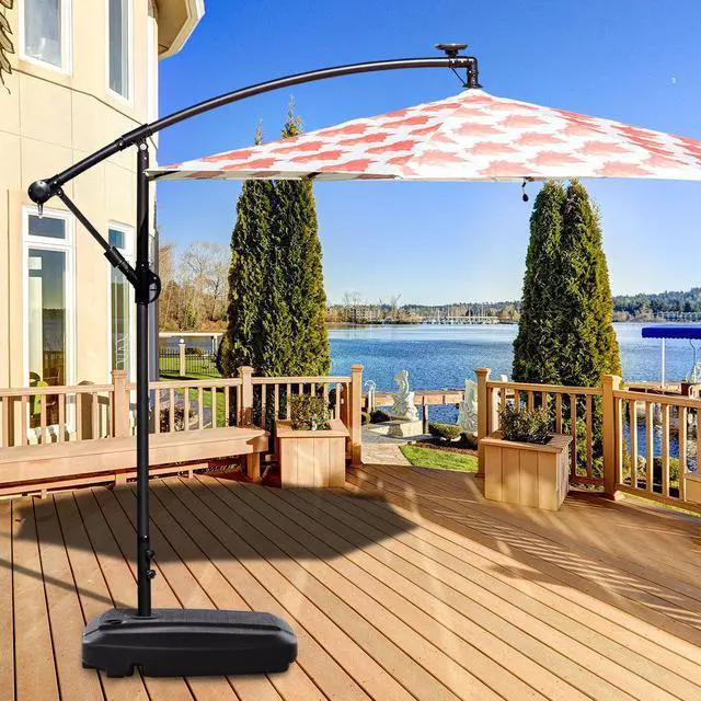 Alt view image 7 of 7 - 60L Universal Offset Patio Umbrella Base Plastic Weighted Fill Water Sand Wheel