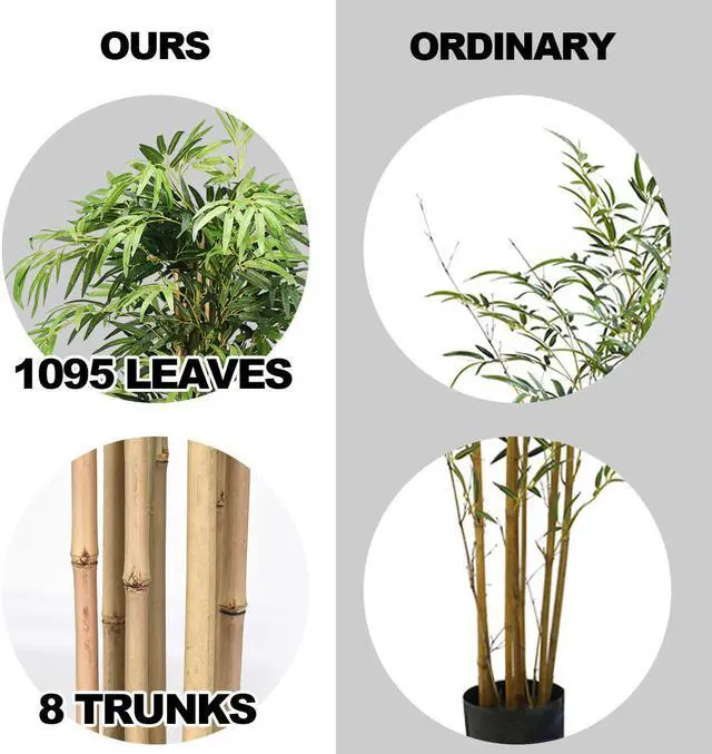 Alt view image 5 of 7 - 5-Feet Artificial Bamboo Silk Tree Green Indoor-Outdoor Home Decorative Planter