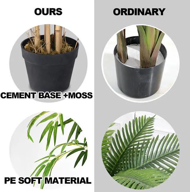 Alt view image 4 of 7 - 5-Feet Artificial Bamboo Silk Tree Green Indoor-Outdoor Home Decorative Planter