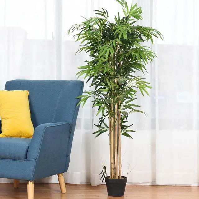 Alt view image 7 of 7 - 5-Feet Artificial Bamboo Silk Tree Green Indoor-Outdoor Home Decorative Planter