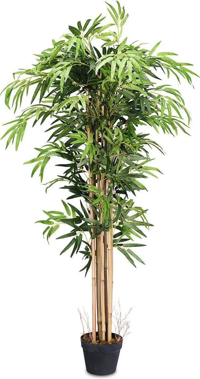 Main image of 5-Feet Artificial Bamboo Silk Tree Green Indoor-Outdoor Home Decorative Planter