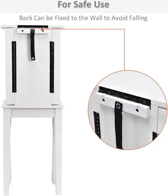 Alt view image 2 of 7 - Jewelry Cabinet Armoire Storage Chest Stand Organizer Christmas w/ Mirror White