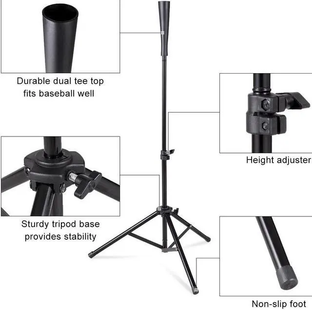 Alt view image 3 of 7 - Goplus Baseball Softball Batting Tee Tripod Training Height Adjustable 28" - 44"
