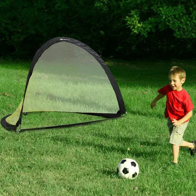 Alt view image 4 of 7 - Set of 2 Portable Pop-Up Soccer Goals 6' 4' 2.5' for Backyard w bag and 2 stakes