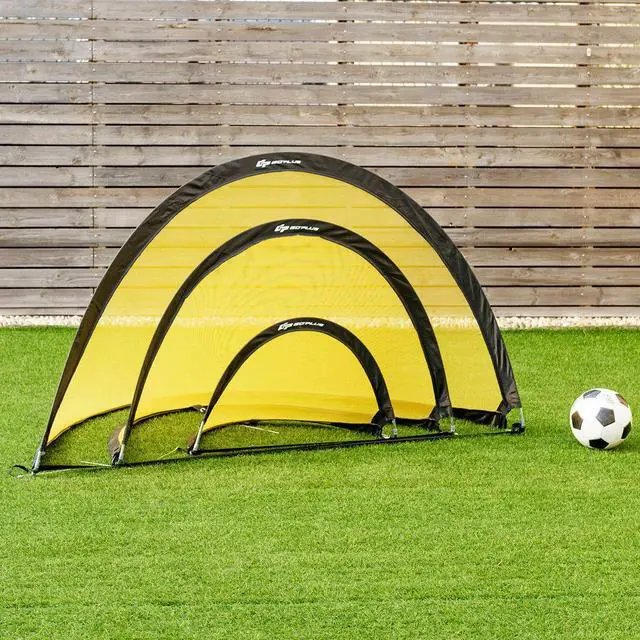 Alt view image 6 of 7 - Set of 2 Portable Pop-Up Soccer Goals 6' 4' 2.5' for Backyard w bag and 2 stakes