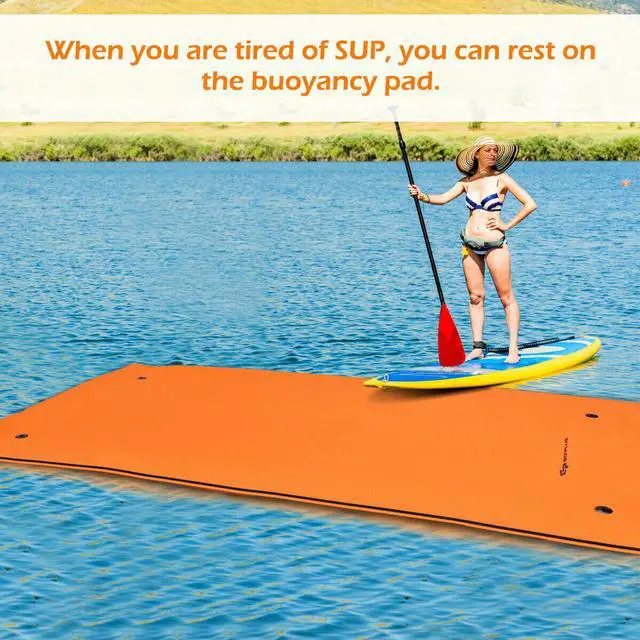 Alt view image 5 of 5 - 3 Layer Water Mat Floating Pad Island Water Sports Recreation Relaxing 12' x 6'