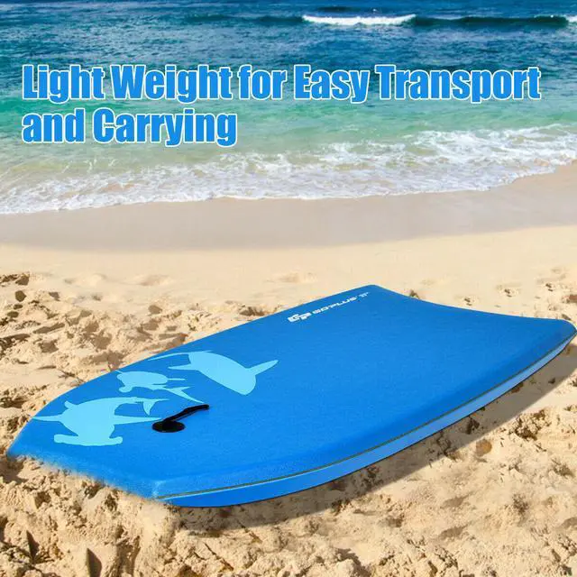 Main image of 37" Lightweight Super Bodyboard Surfing W/Leash EPS Core Boarding Blue Shark