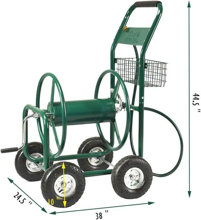 Alt view image 2 of 6 - Garden Water Hose Reel Cart Holds 350ft of 5/8" Hose Outdoor Yard Planting Green