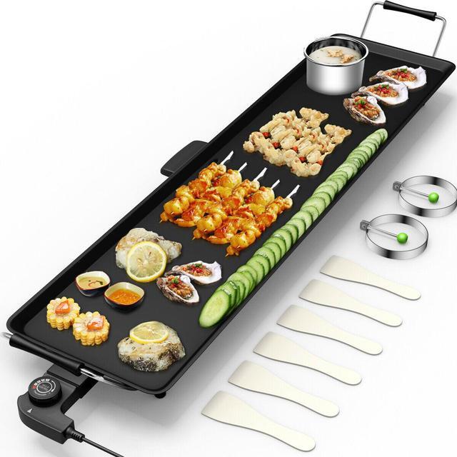 Main image of Electric Teppanyaki Table Top Grill Griddle BBQ Barbecue Nonstick Camping