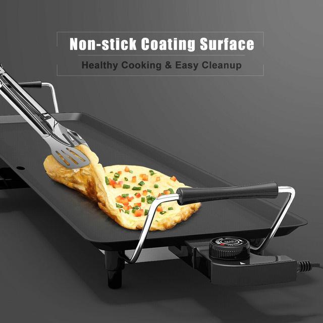 Alt view image 4 of 7 - Electric Teppanyaki Table Top Grill Griddle BBQ Barbecue Nonstick Camping