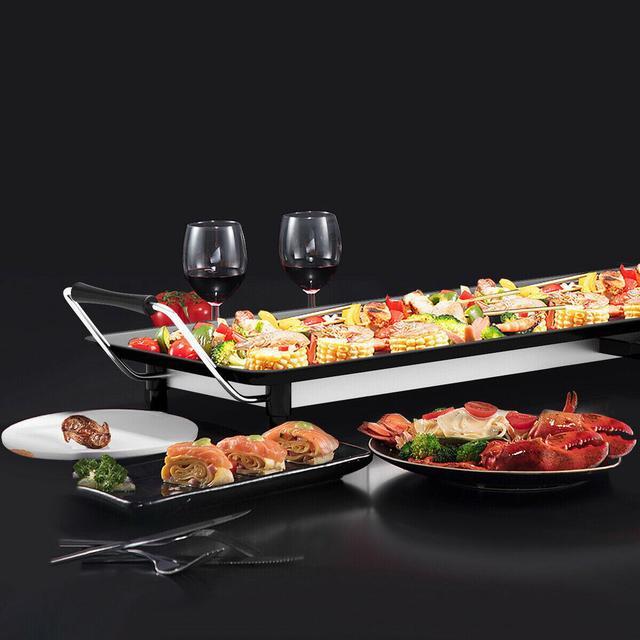 Alt view image 6 of 7 - Electric Teppanyaki Table Top Grill Griddle BBQ Barbecue Nonstick Camping