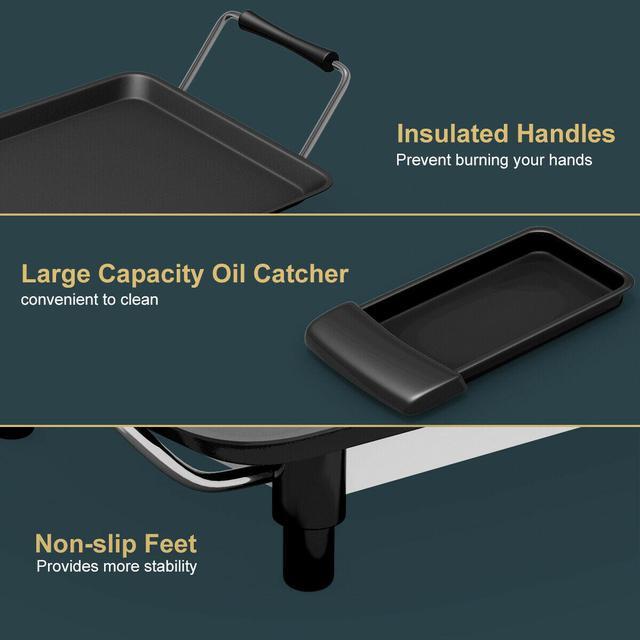 Alt view image 5 of 7 - Electric Teppanyaki Table Top Grill Griddle BBQ Barbecue Nonstick Camping