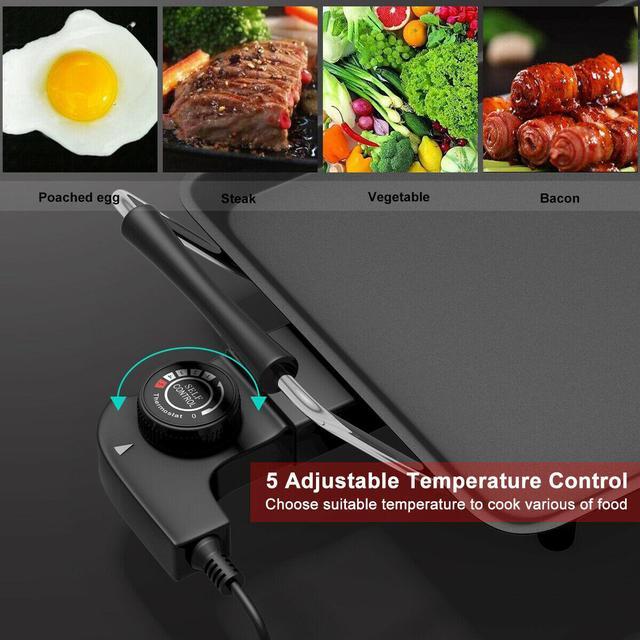 Alt view image 7 of 7 - Electric Teppanyaki Table Top Grill Griddle BBQ Barbecue Nonstick Camping