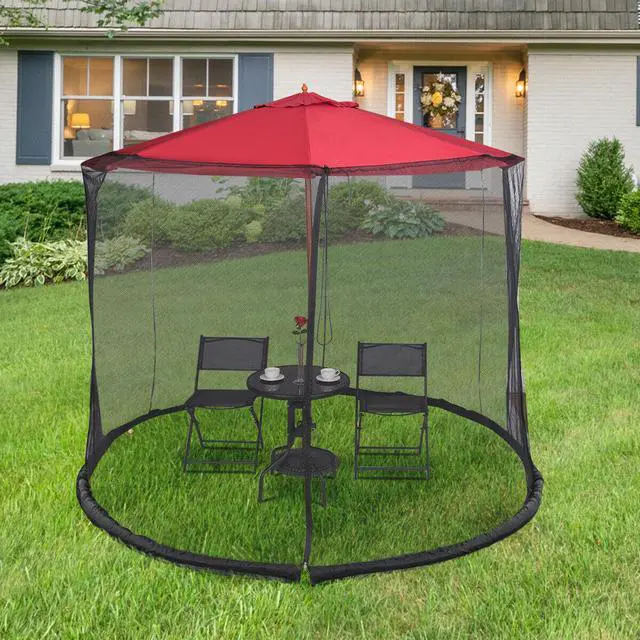 Alt view image 2 of 5 - 9/10FT Umbrella Table Screen Cover Mosquito Bug Insect Net Outdoor Patio Netting