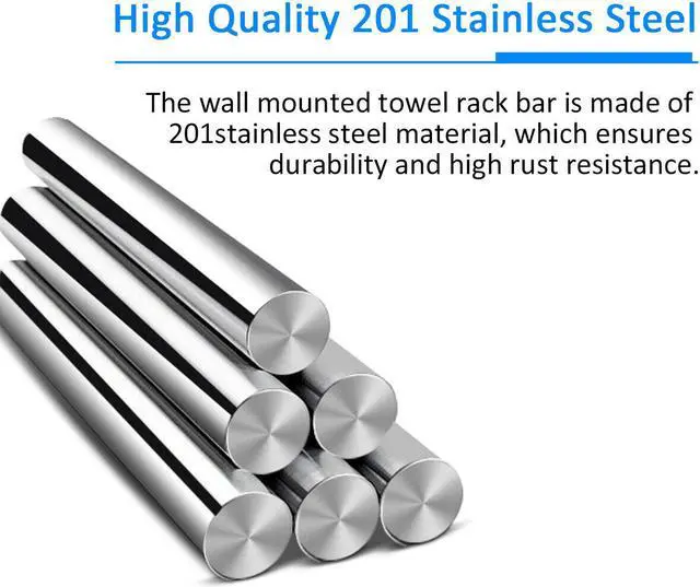 Alt view image 3 of 7 - Wall Mounted Towel Rack Rail Holder Storage Shelf Bathroom Hotel Stainless Steel