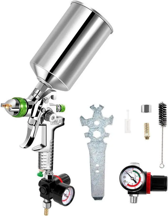 Alt view image 3 of 7 - 2.5mm HVLP Gravity Feed SPRAY GUN Kit w/Regulator Auto Paint Primer Metal Flake