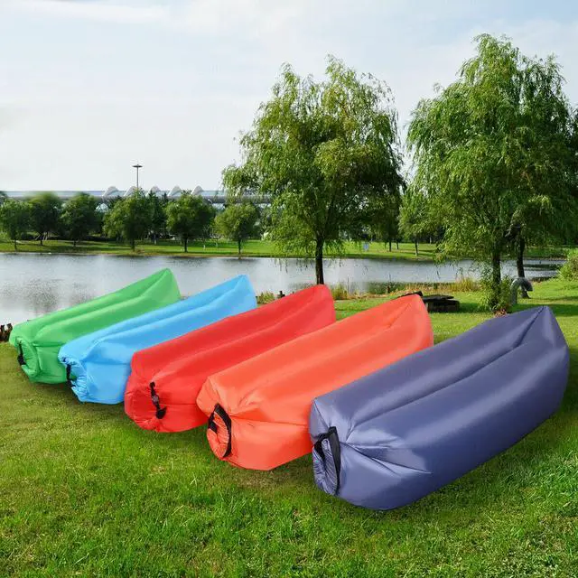 Alt view image 5 of 7 - Outdoor Portable Lazy Inflatable Sleeping Camping Bed Green