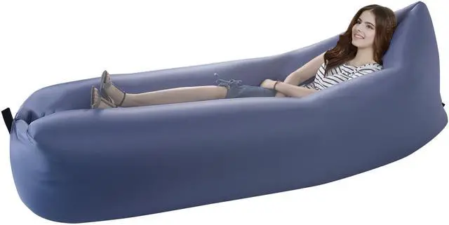 Alt view image 5 of 6 - Outdoor Portable Lazy Inflatable Sleeping Camping Bed Gray