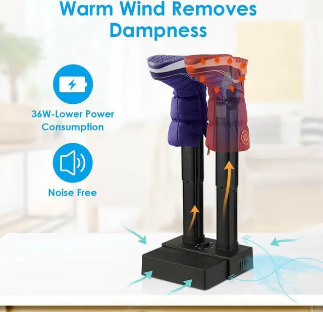 Alt view image 5 of 7 - 2-Shoe Electric Shoe Dryer Warmer Portable Adjustable Boots Socks Gloves W/Timer