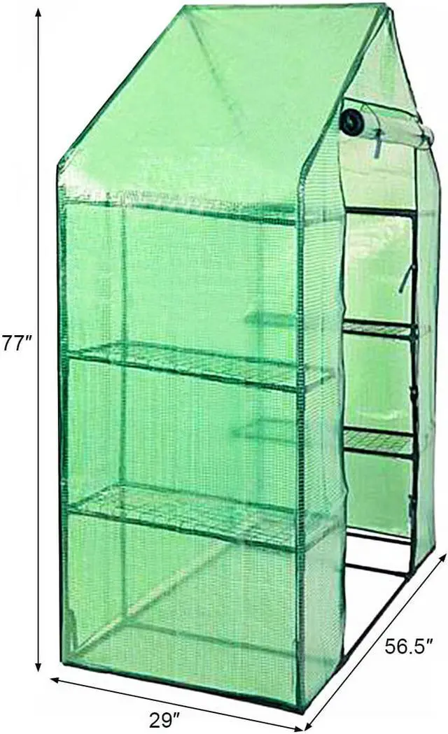 Alt view image 3 of 14 - Costway Portable Mini Walk In Outdoor 4 Tier 8 Shelves Greenhouse