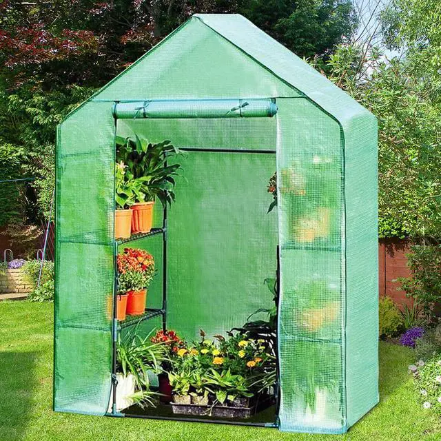 Alt view image 5 of 14 - Costway Portable Mini Walk In Outdoor 4 Tier 8 Shelves Greenhouse