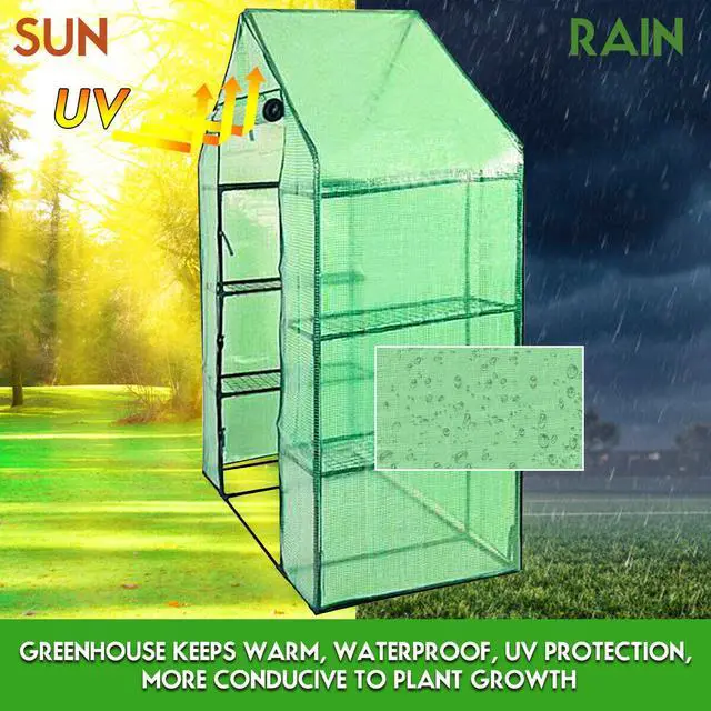 Alt view image 6 of 14 - Costway Portable Mini Walk In Outdoor 4 Tier 8 Shelves Greenhouse