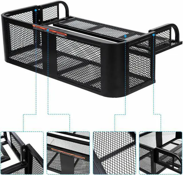 Alt view image 6 of 7 - ATV UTV Universal Rear Drop Basket Rack Steel Cargo Hunting