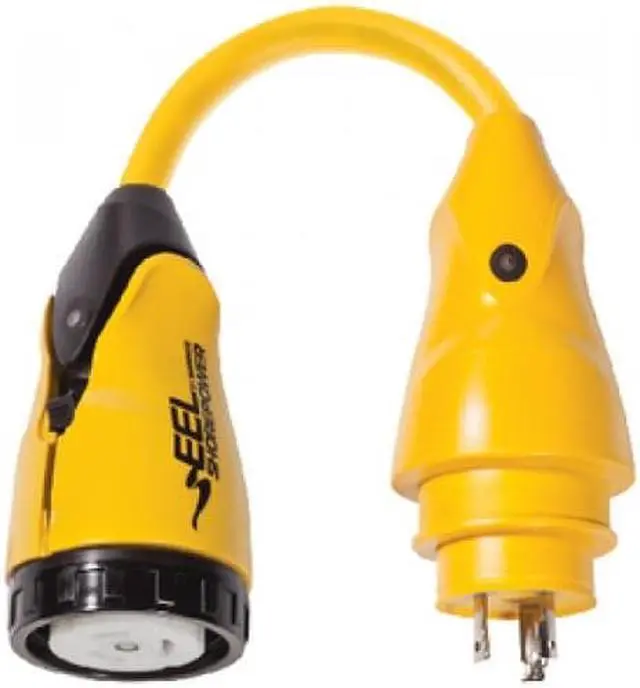 Alt view image 2 of 9 - Marinco P30-503 EEL 50A-125V Female to 30A-125V Male Pigtail Adapter - Yellow