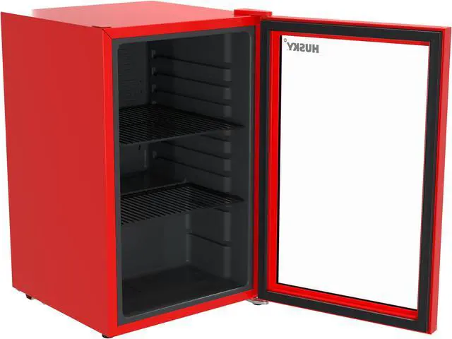 Alt view image 3 of 7 - Husky 2.3 Cu. Ft. Large Glass Door Large Beverage Refrigerator Mini Fridge (Red)