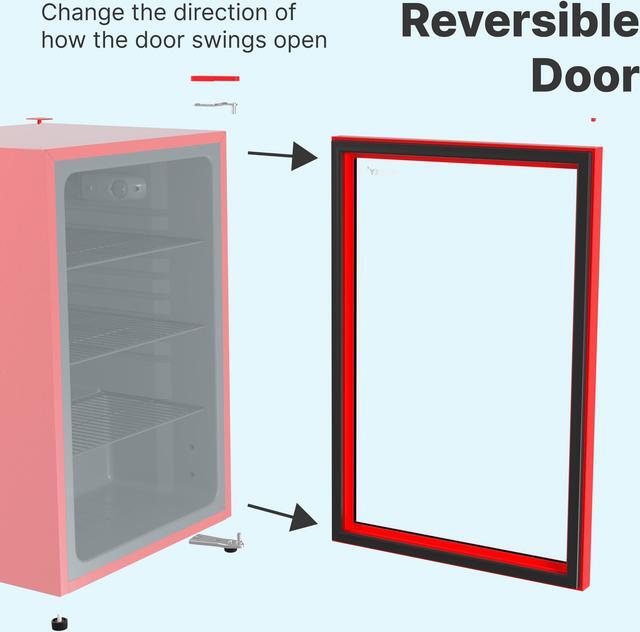 Alt view image 6 of 7 - Husky XL Glass Door 4.6 Cu. ft. Mini Fridge Beverage Refrigerator (Red)