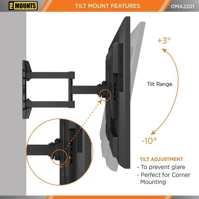 Alt view image 5 of 7 - ProMounts Full Motion TV Wall Mount | For 26"-43" Flat and Curved Screen TVs