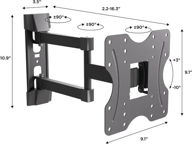 Alt view image 7 of 7 - ProMounts Full Motion TV Wall Mount | For 26"-43" Flat and Curved Screen TVs