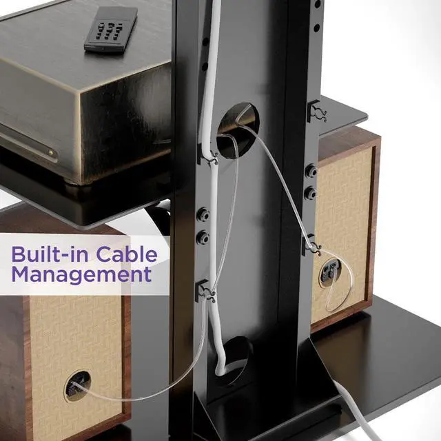 Alt view image 4 of 7 - Modern Metal TV Stand with Swivel Mount for 37"-70" TVs and Tempered Glass Shelf