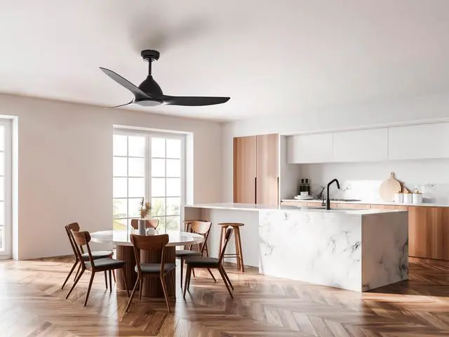 Alt view image 8 of 7 - 52 in. WiFi LED Indoor Black 3-Blade Smart Ceiling Fan with Temperature Control LED Light (Works with Alexa and Google Assistant), Black