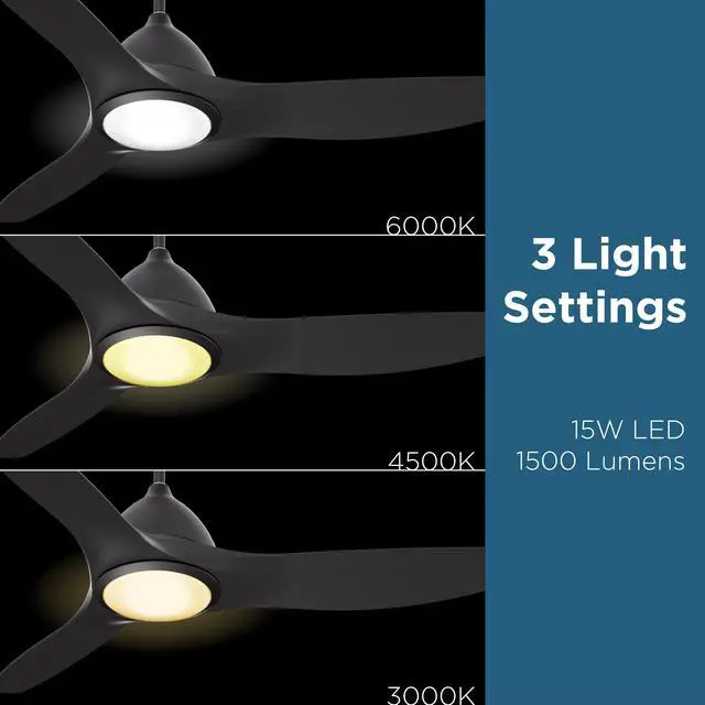 Alt view image 7 of 7 - 52 in. WiFi LED Indoor Black 3-Blade Smart Ceiling Fan with Temperature Control LED Light (Works with Alexa and Google Assistant), Black